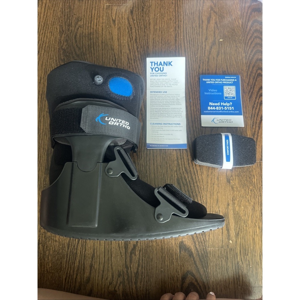 United Ortho Short Air Cam Walker Fracture Boot, Large, Black
